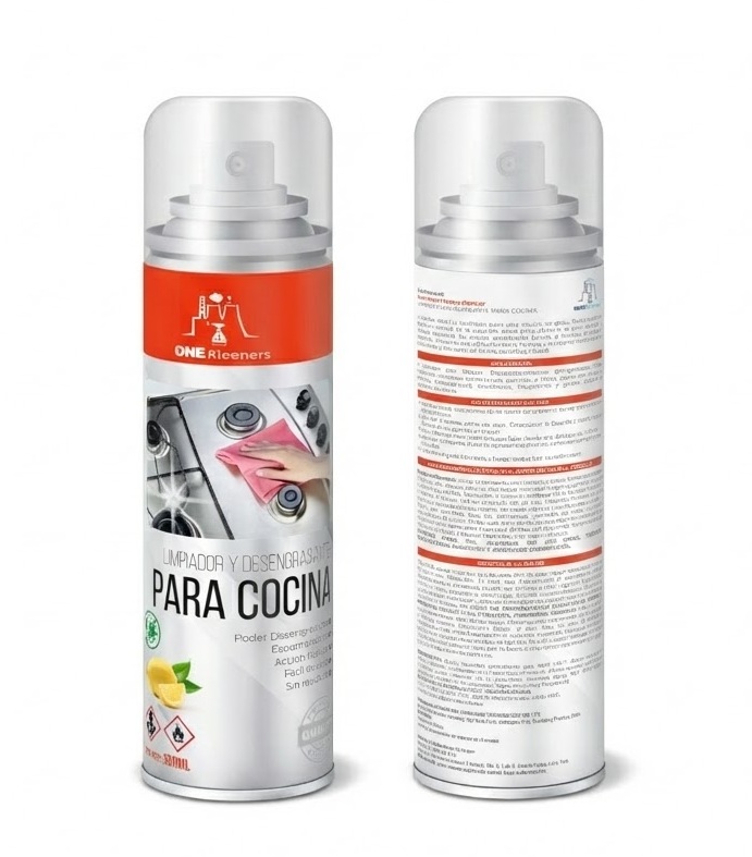 Aerosol ONE Kleeners® Limpiador y Desengrasante para eliminar grasa en campanas y hornos.